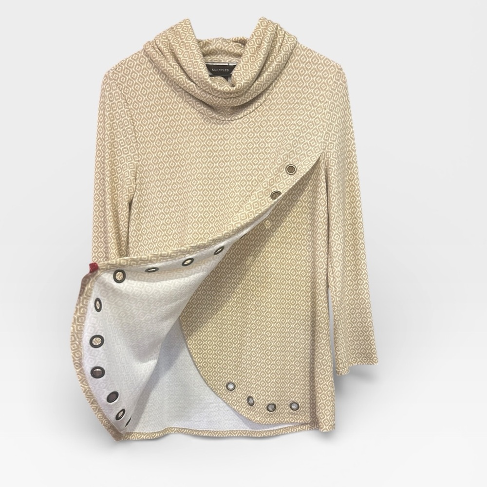 Multiples Patterned Cowl Neck Long Sleeve Tunic T… - image 3